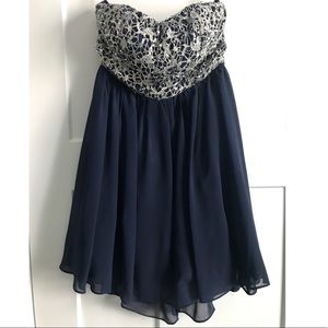 Navy blue with silver accents dance/ formal dress